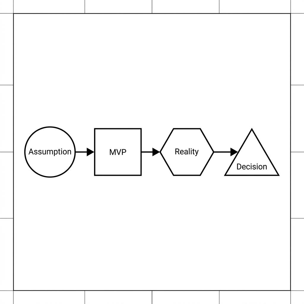 MVP Feedback Loop: Assumption → MVP → Reality → Decision