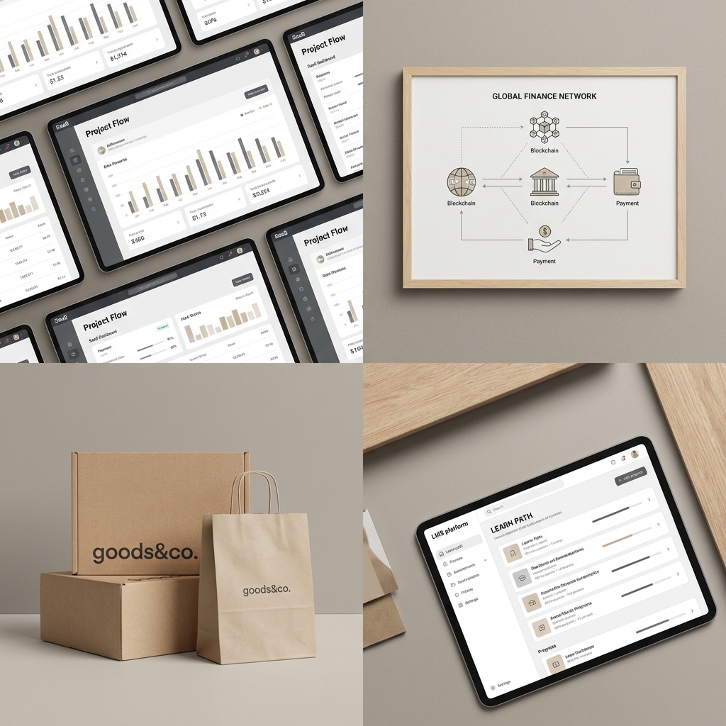 Collage of SaaS dashboards, e-commerce, and fintech examples